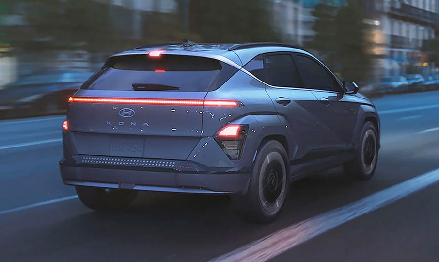Rear exterior view of Hyundai KONA Electric