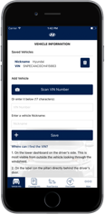Hyundai Roadside Assistance App displayed on iPhone