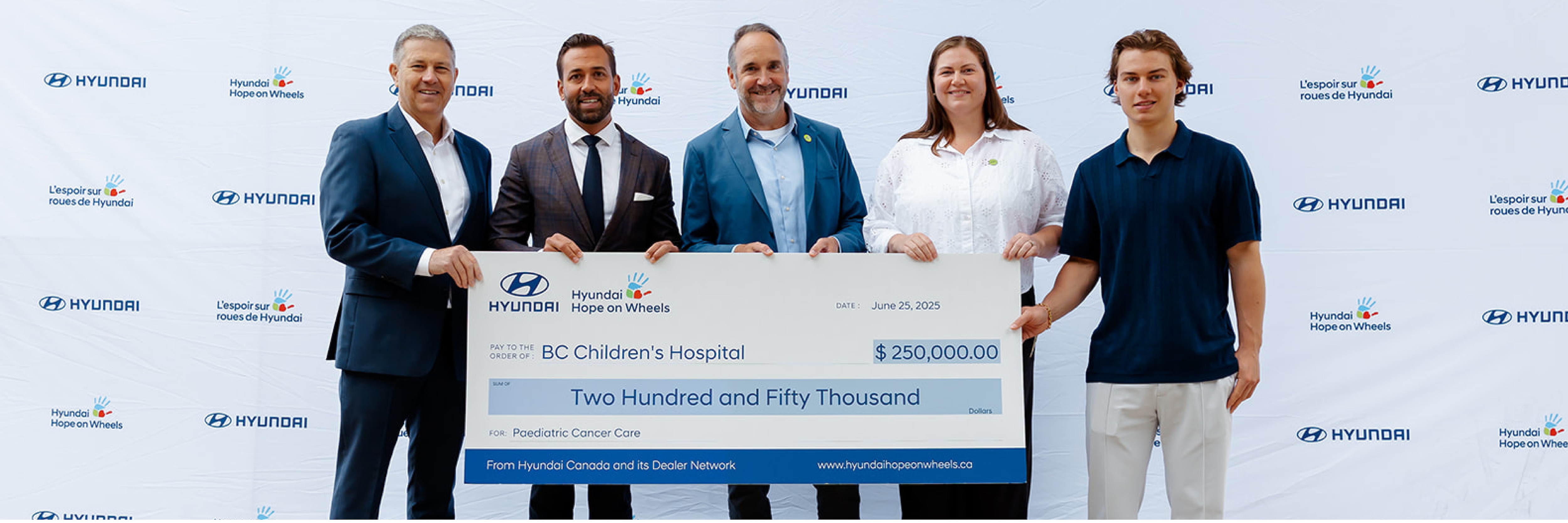 Hyundai Hope on Wheels donates $250,000 to BC Children's Hospital Foundation to support children facing cancer