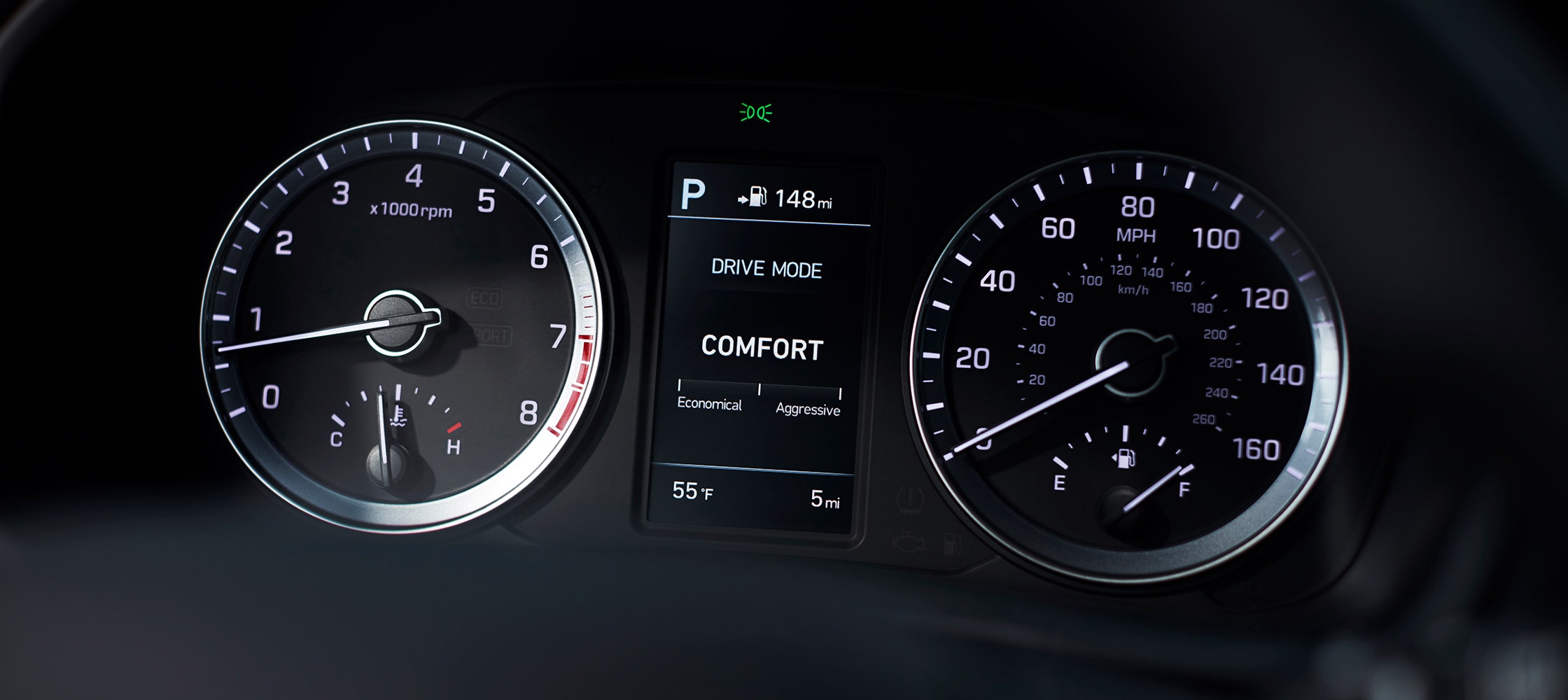 The speedometers in the Hyundai 2018 Sonata.