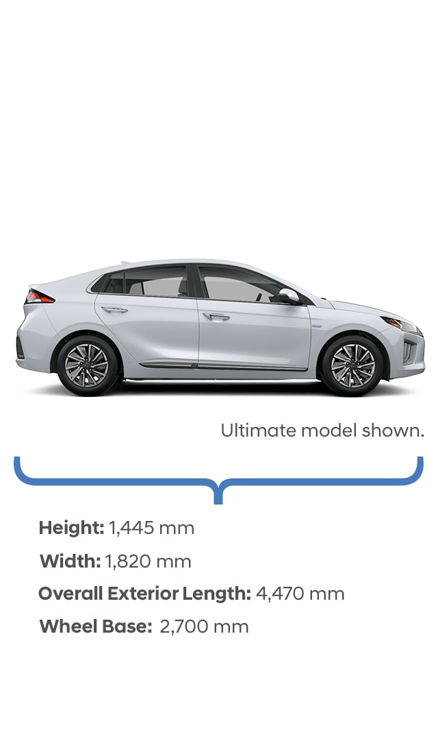 Height and width specifications of the 2020 IONIQ Electric