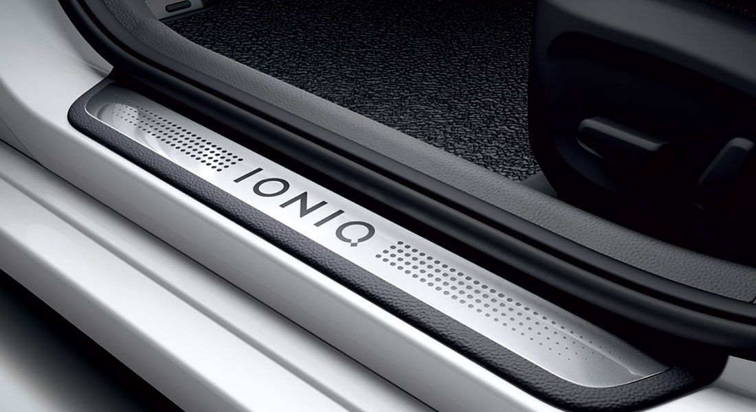 2020 IONIQ logo on the door step