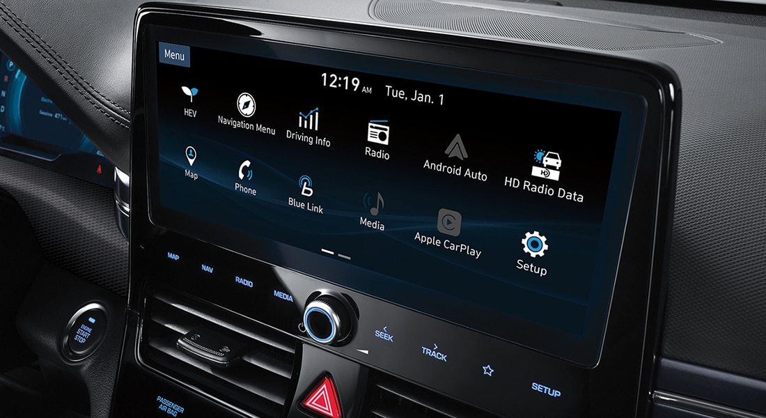 Touch screen display on the 2020 IONIQ Hybird