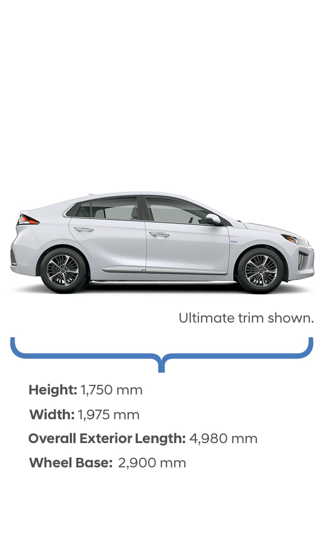 Height and width specifications of the 2020 IONIQ Plug-In Hybrid