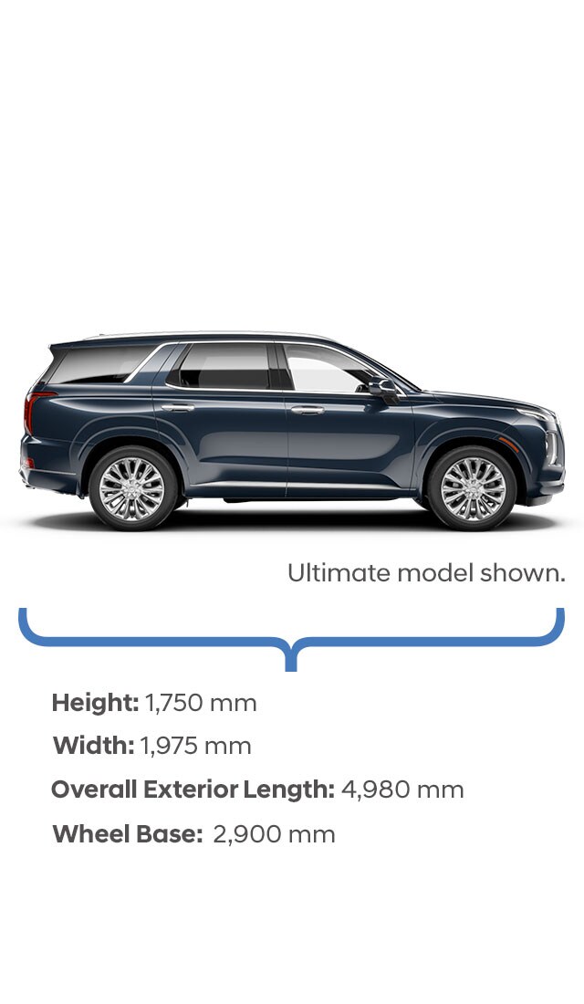 Height and width specifications of the 2020 Palisade