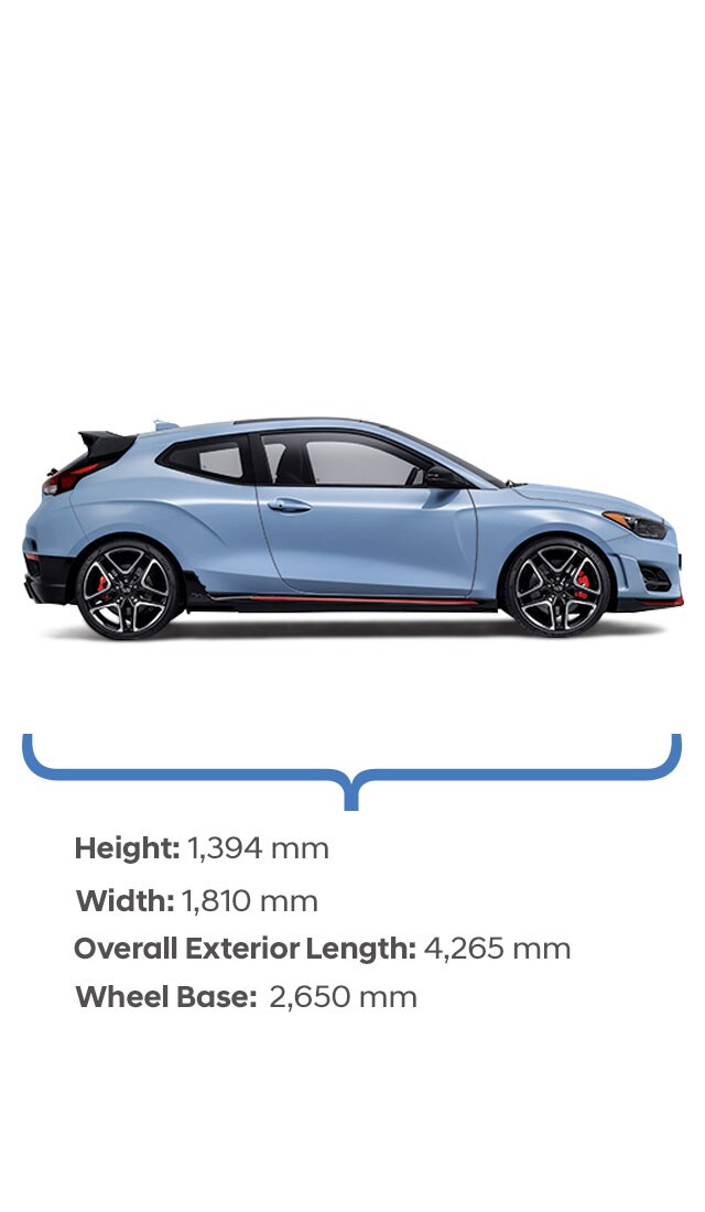 Height and width specifications of the 2020 Veloster N.