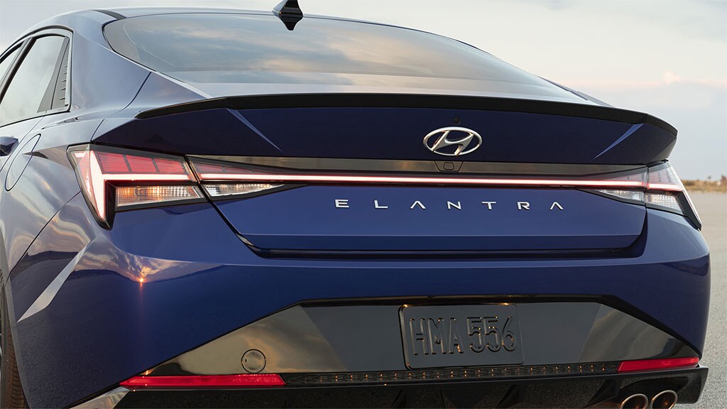 Rear Exterior of the 2021 Elantra N Line in blue