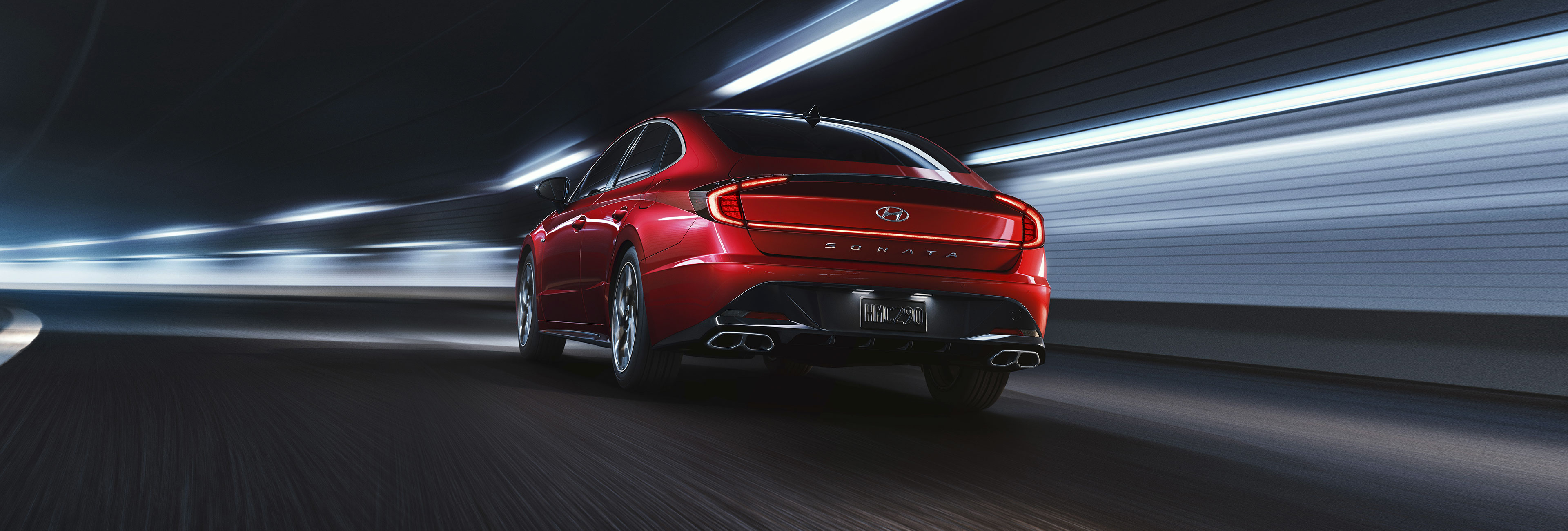Back exterior of the red 2021 Sonata N Line