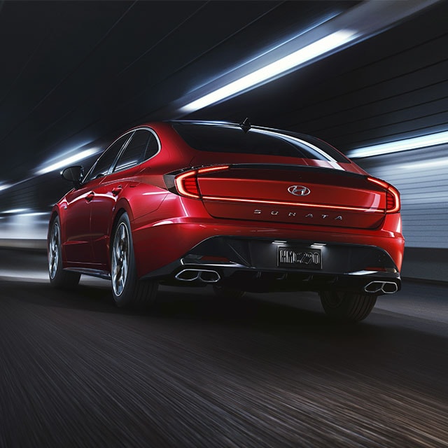Back exterior of the red 2021 Sonata N Line