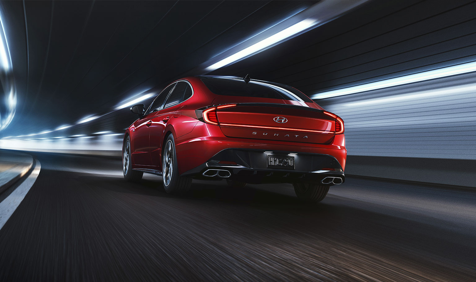Back exterior of the red 2021 Sonata N Line