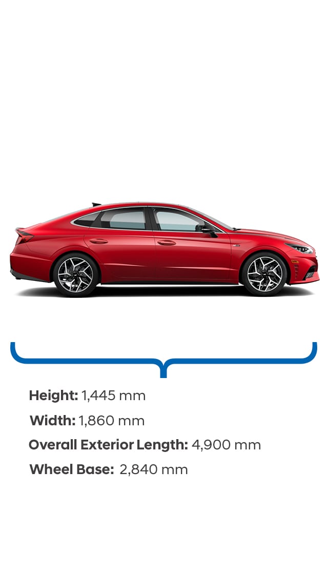 Height and width specifications of the 2021 Sonata N Line