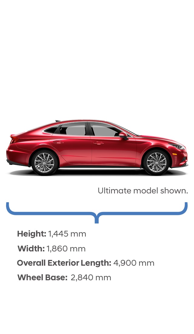 Height and width specifications of the 2020 Sonata.