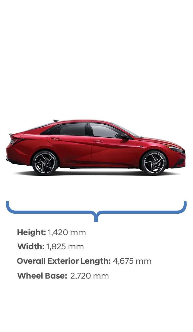 Height and width specifications of the 2021 Elantra N Line
