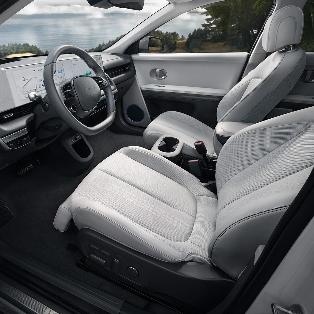 8-way power driver's seat with lumbar support in the 2022 IONIQ 5 in black leather