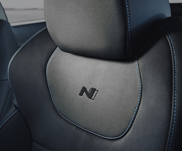 N sport seats in the 2022 KONA N in leather and suede combination