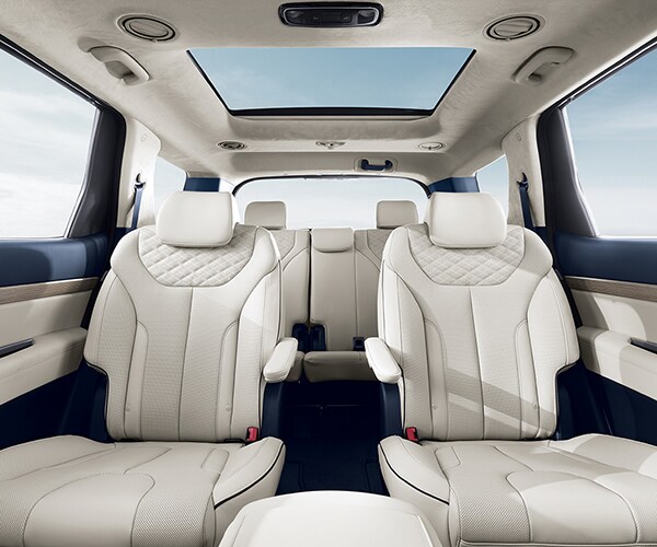 Interior view of the rear seats in the 2022 PALISADE