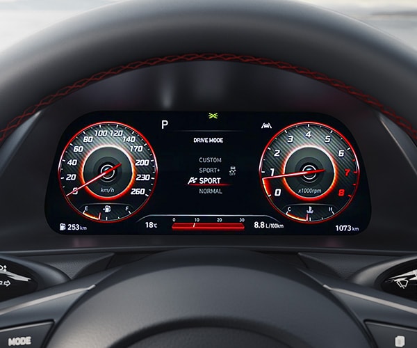 Interior view of the display cluster in the 2022 SONATA