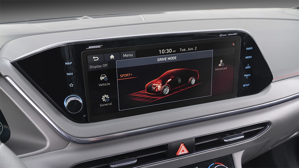 Interior view of the Drive Mode Select display in the 2022 SONATA
