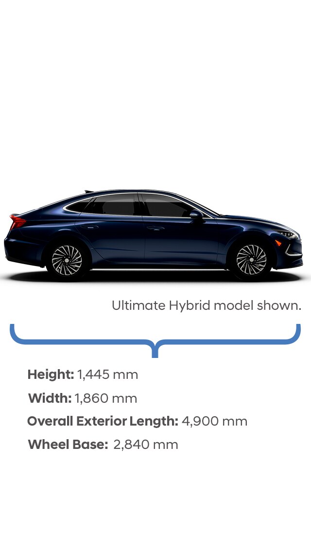Height and width specifications of the 2022 SONATA