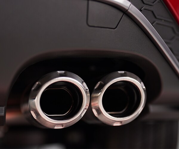 Chrome dual-tip exhaust on a 2026 Kona N Line