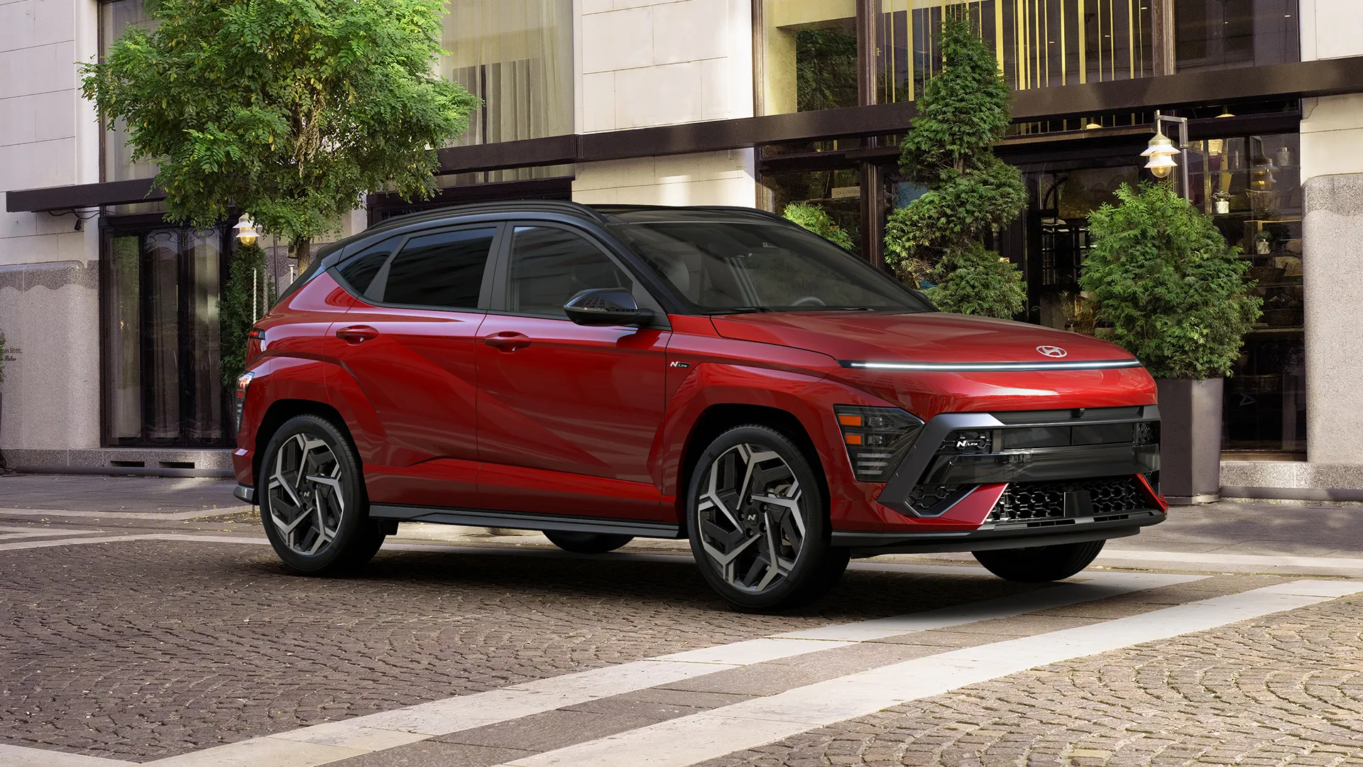 Side exterior view of a 2027 Hyundai Kona