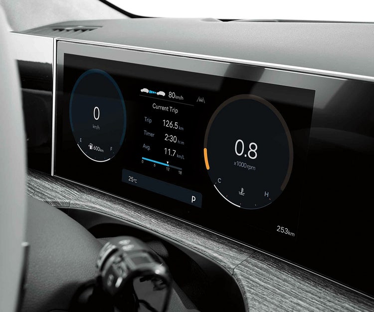 Available 12.3” gauge cluster in panoramic curved display