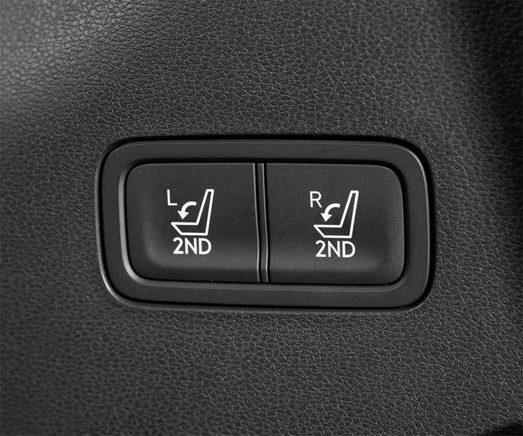 Standard power folding second row seats and manual fold-flat third row seats