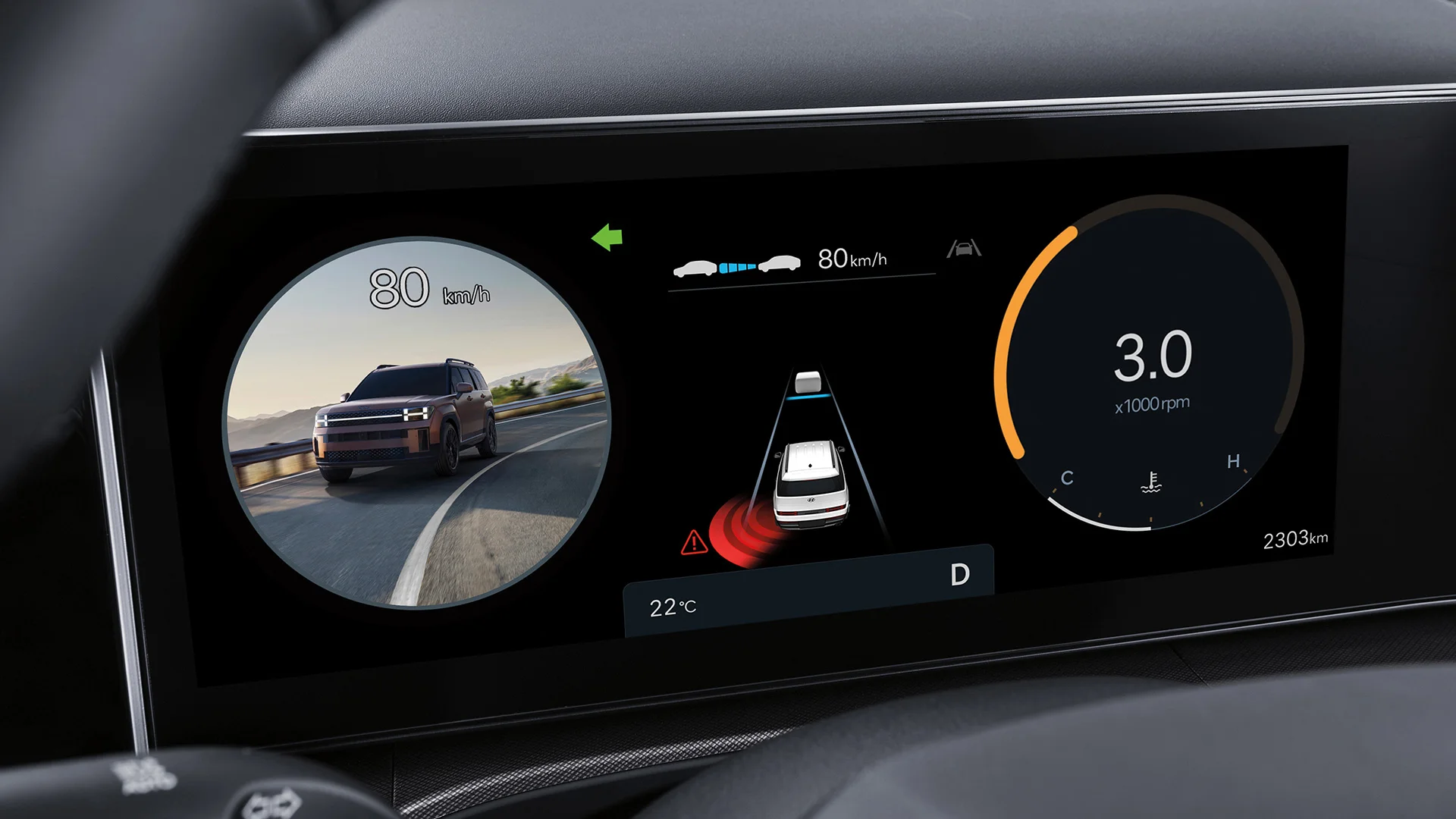 The available confidence-inspiring Blind View Monitor streams a live visual of your blind spot directly into the gauge cluster to provide you with added perspective.