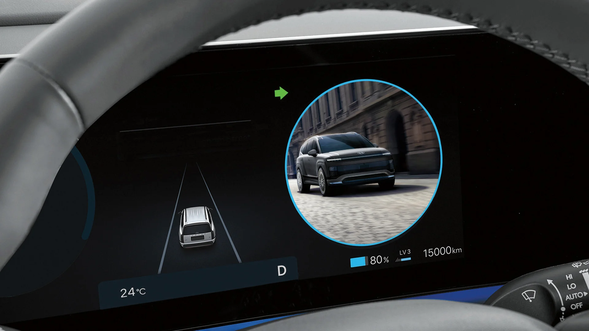 Interior view of the 2027 Hyundai IONIQ 9 demonstrating the Blind-Spot View Monitor