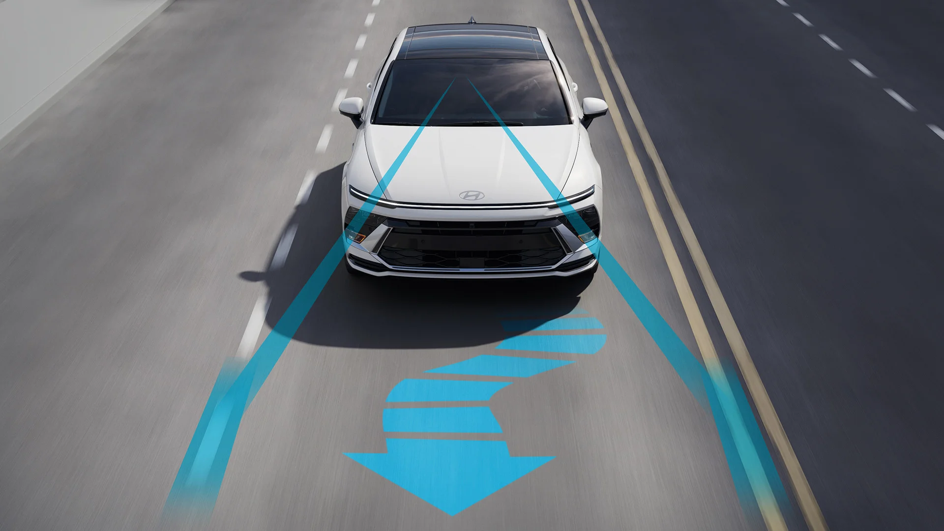 Start drifting outside of your lane without signalling and this standard system is designed to inform you with audible and visual cues. If no action is taken, Lane Keeping Assist can apply corrective steering assistance to help keep the vehicle within the lane markings.