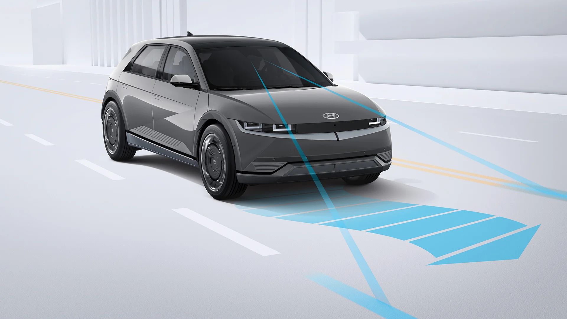 Start drifting outside of your lane without signalling and this standard system is designed to inform you with audible and visual cues. If no action is taken, Lane Keeping Assist can apply corrective steering assistance to help keep the vehicle within the lane markings.