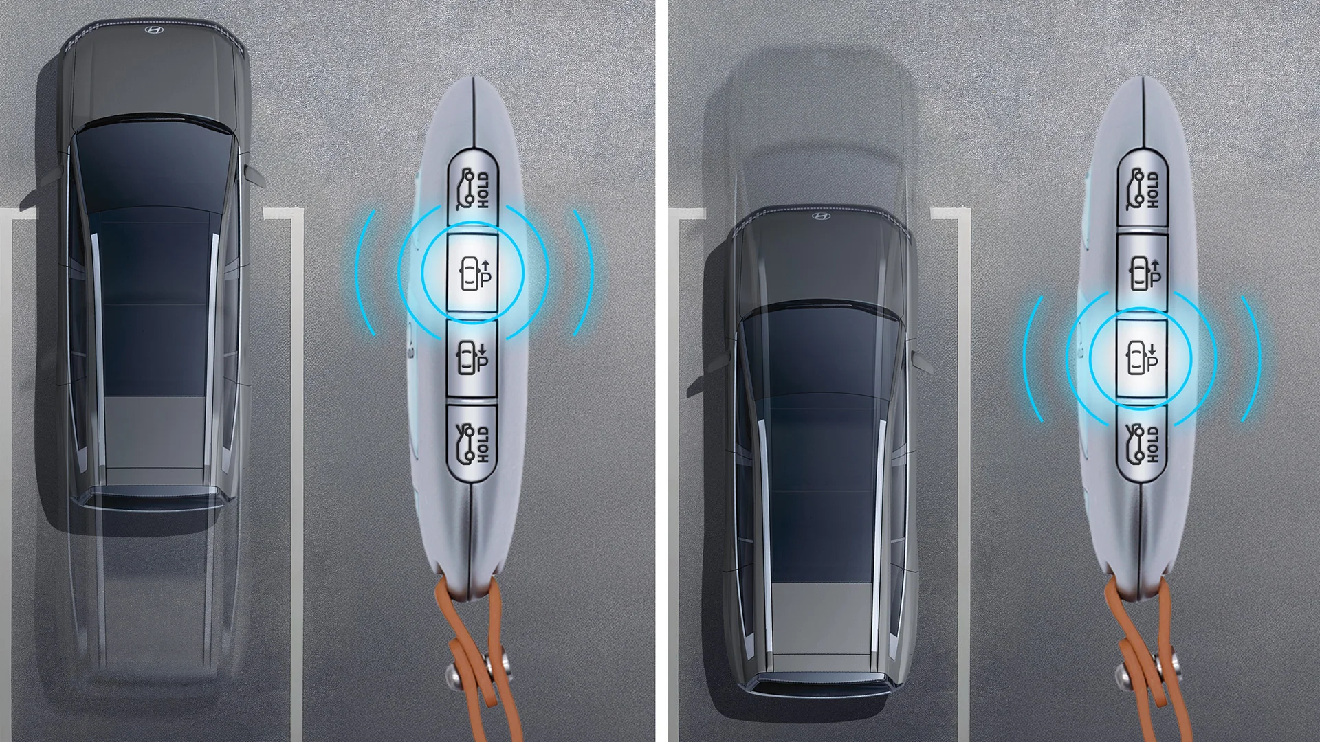 Aerial view of the 2027 Hyundai IONIQ 9 demonstrating available Remote Smart Parking Assist 2