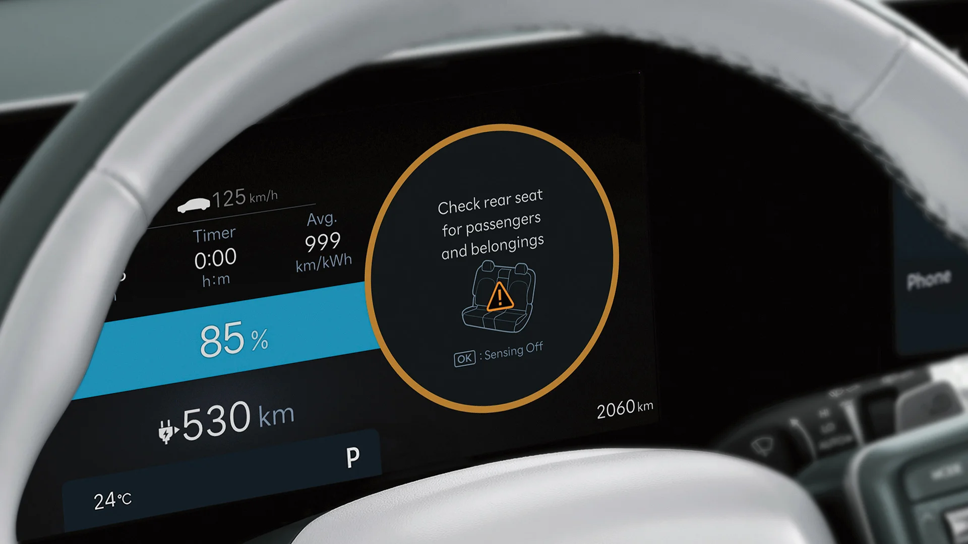 Interior view of the 2027 Hyundai IONIQ 9 demonstrating Advanced Rear Occupant Alert