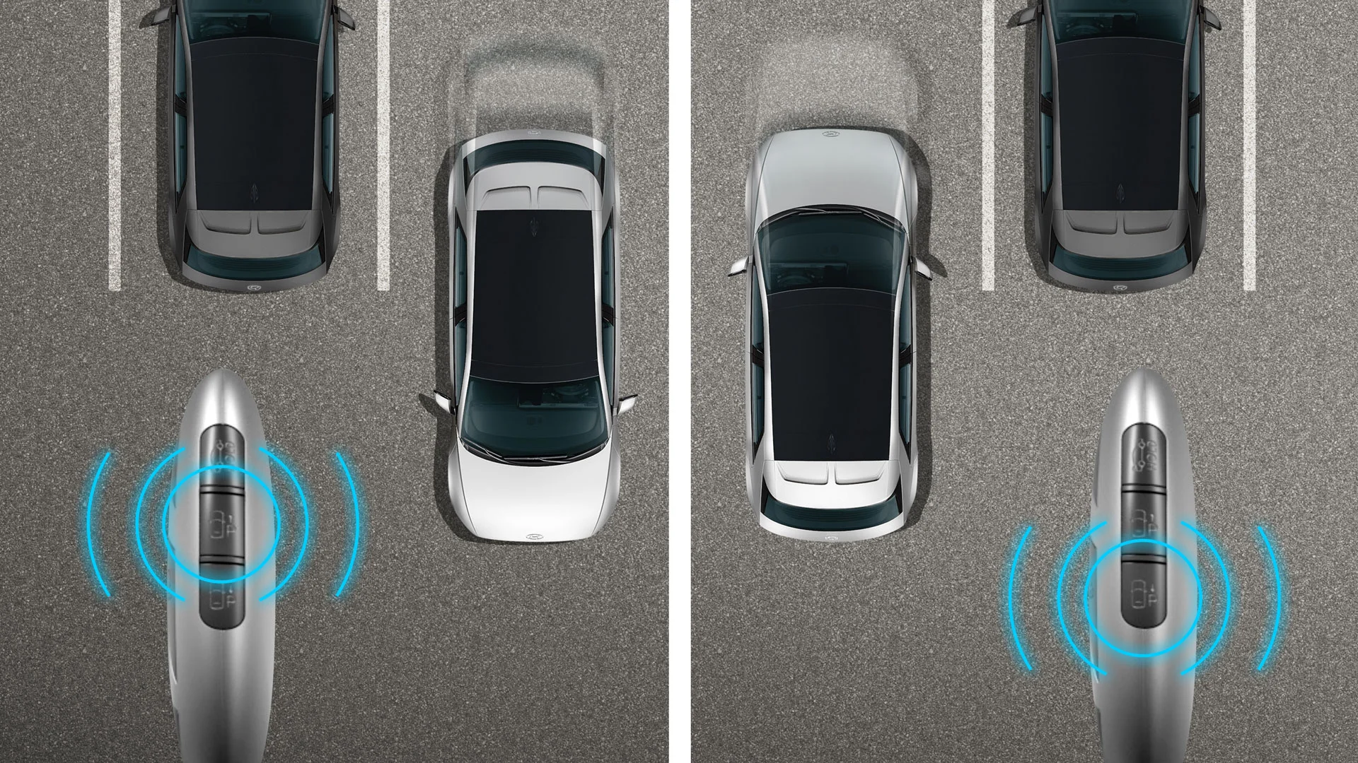 The available Remote Smart Parking Assist 2 uses vehicle sensors to help the driver park and exit parking spaces remotely from outside the vehicle by controlling the steering wheel, vehicle speed and gearshifts.