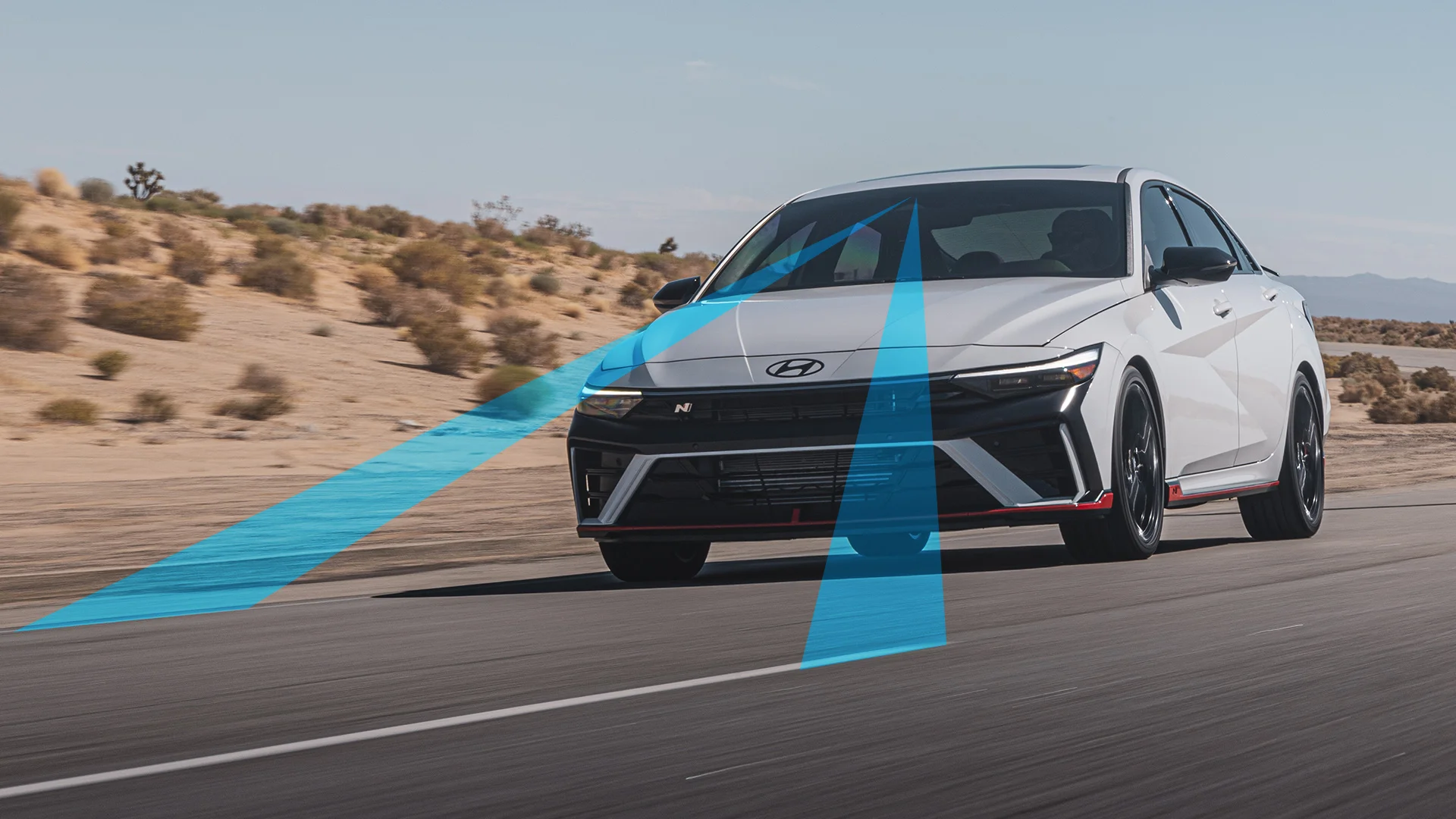 Lane Keeping Assist applies corrective steering assistance to keep you and your ELANTRA N safely within your lane.