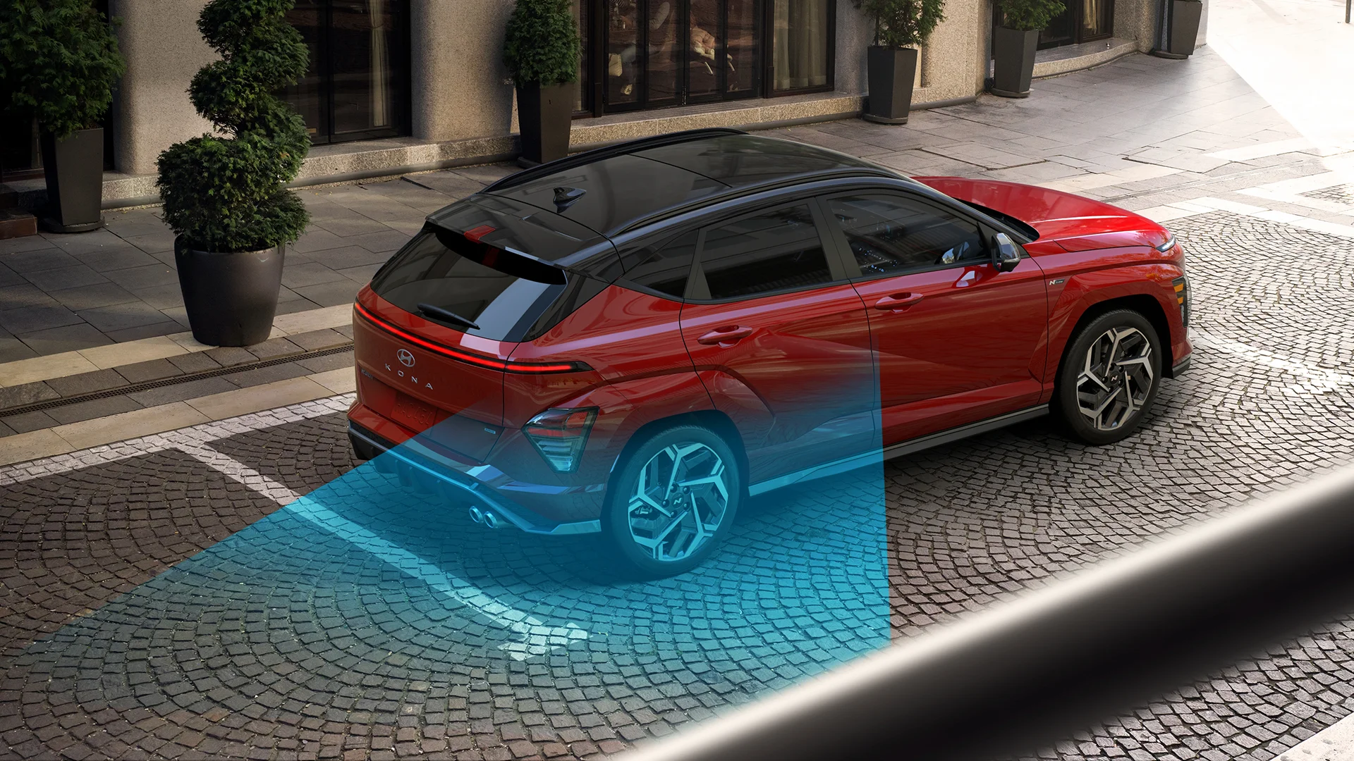 A 2027 Hyundai Kona demonstrating its available Safe Exit Warning