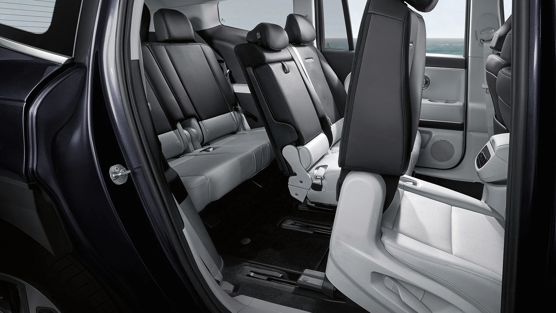 Interior view of the 2027 Hyundai IONIQ 9 demonstrating available Second Row One-Touch Walk-In