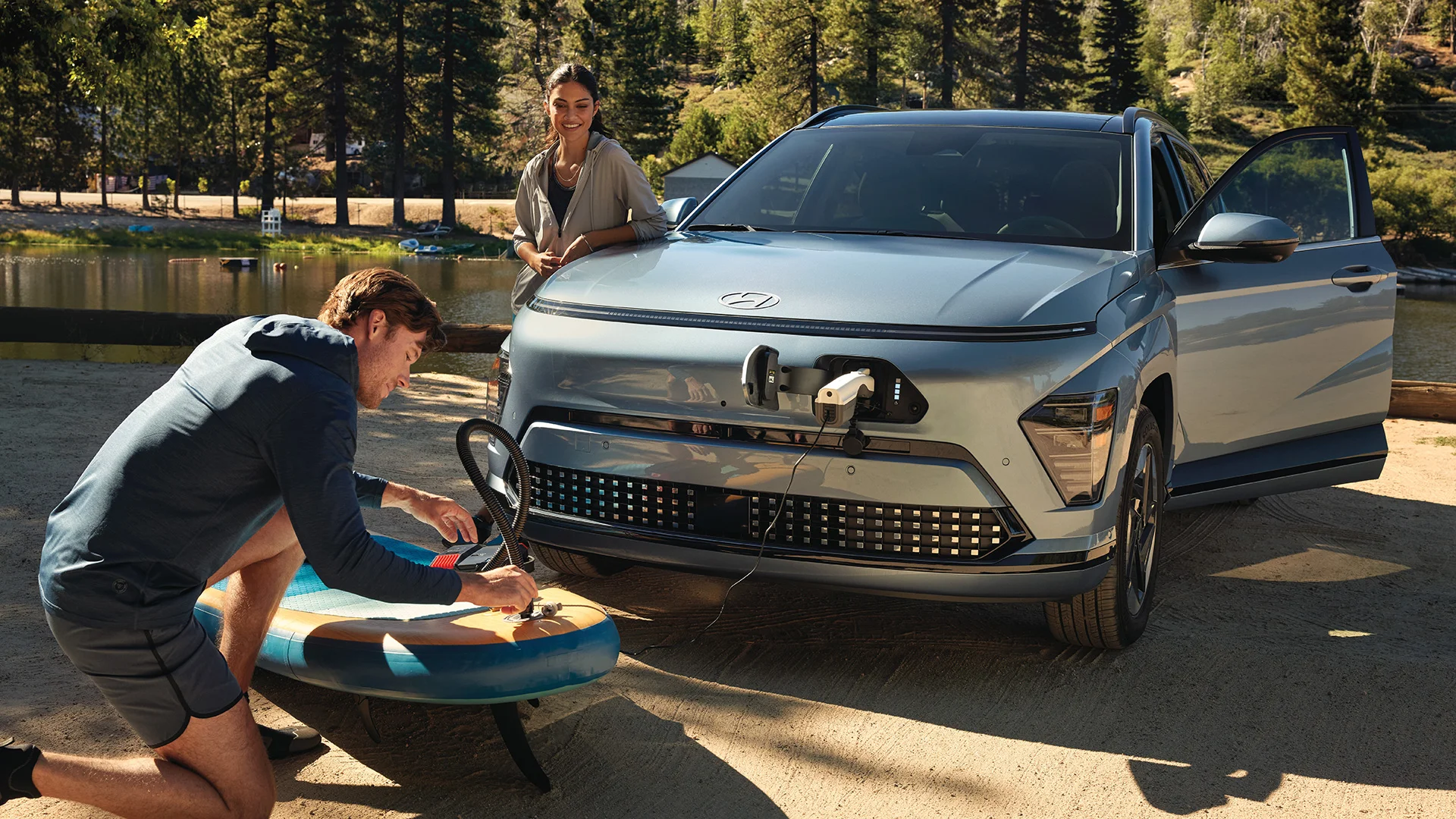 Charging your phone is one thing, but the KONA EV goes the extra mile. The V2L adapter lets you charge anything.