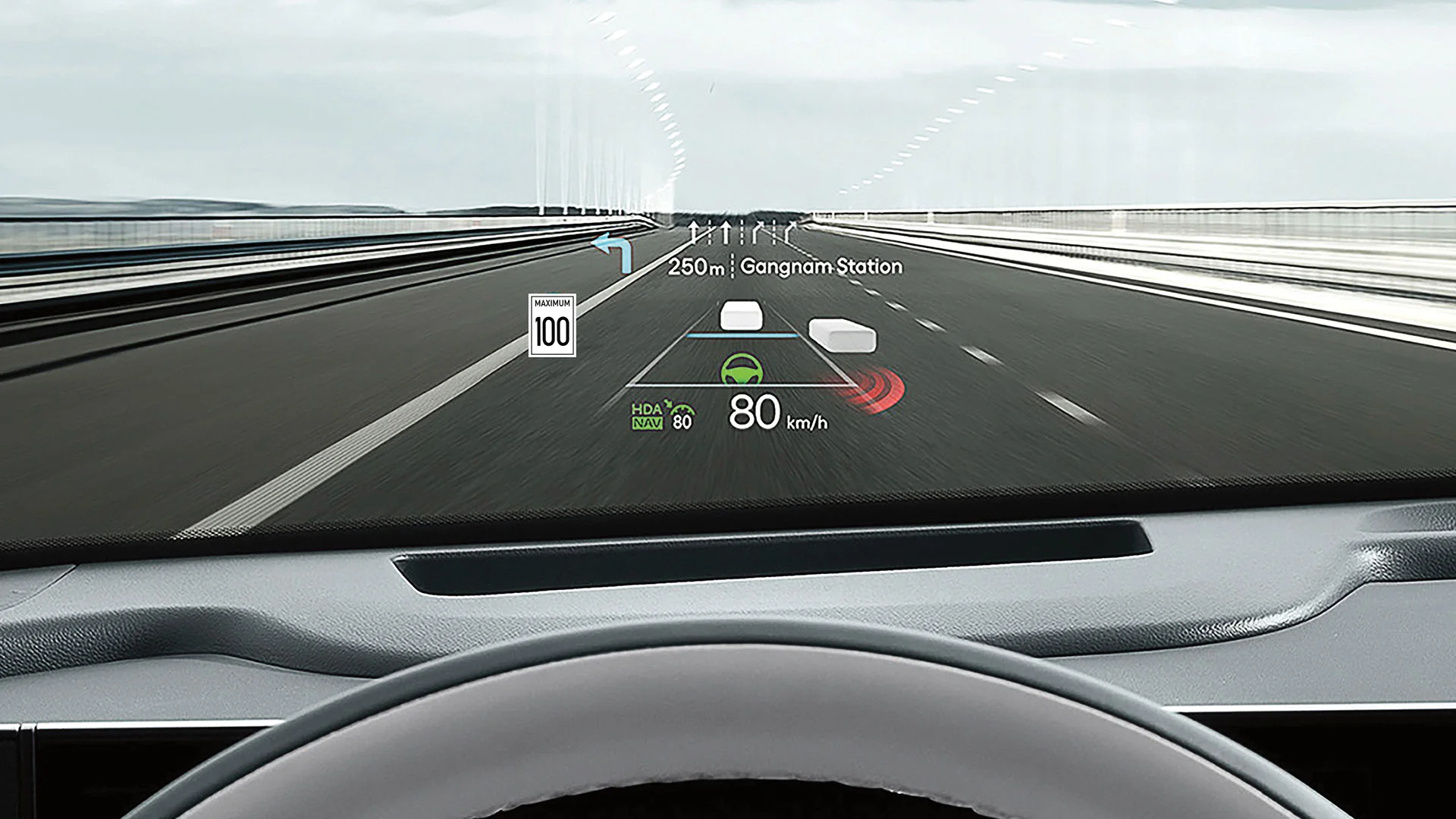 Interior view of the 2027 Hyundai IONIQ 9 available 10” Head-Up Display