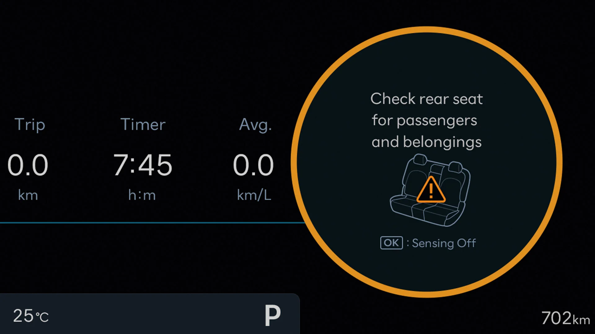 When the engine is turned off, a visual warning in the instrument cluster and an audible alert reminds you to check the rear seats before exiting with this standard feature.