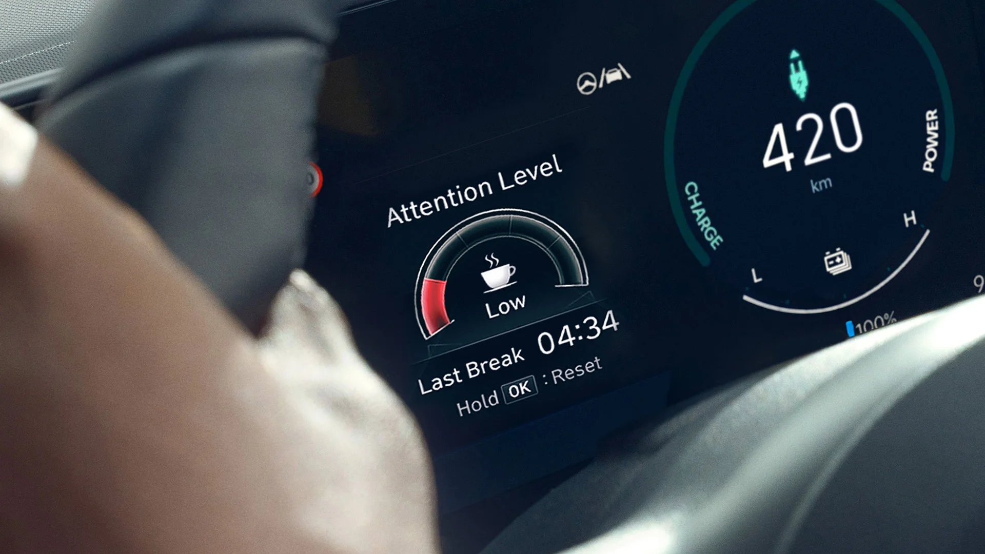 When a pattern of fatigue or distraction is identified, this standard feature gets the driver’s attention with an audible alert and a pop-up message suggesting a break from driving. 
